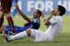 FILE - In this June 24, 2014 file photo, Uruguay's Luis Suarez holds his teeth after biting Italy's Giorgio Chiellini's shoulder during the group D World Cup soccer match between Italy and Uruguay in Natal, Brazil. Sinking teeth into the shoulder of Giorgio Chiellini in a group-stage game led to a four-month ban from all football for the Uruguay striker. (AP Photo/Ricardo Mazalan, File)