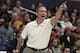 FILE - In this Thursday, Nov. 28, 2013 file photo, Charleston head coach Doug Wojcik yells at a player to get into position in the second half of an NCAA college basketball game against San Diego State at the Wooden Legacy tournament in Fullerton, Calif. An investigation by the College of Charleston found men’s basketball coach Doug Wojcik likely verbally abused players, using threatening, degrading and profane language in dealing with the team, including using a homophobic slur against one player. (AP Photo/Alex Gallardo, File)