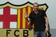 FC Barcelona's new French player Jeremy Mathieu gestures after his arrival at the club's office at the Camp Nou stadium in Barcelona, Spain, Wednesday, July 23, 2014. Barcelona says it has signed France defender Jeremy Mathieu on a four-year contract with an option to extend it for another season. Barcelona says it has paid euro 20 million ($27 million) for the 30-year-old Mathieu, with a buyout clause fixed at euro 50 million. (AP Photo/Manu Fernandez)