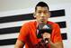 NBA Los Angeles Lakers player Jeremy Lin listens to questions during a media event in Taipei, Taiwan, Friday, July 18, 2014. Lin is in Taiwan to host basketball clinics and media events from July 18-25. (AP Photo/Wally Santana)