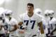 Tennessee Titans offensive tackle Taylor Lewan (77) warms up during NFL football minicamp on Monday, June 9, 2014, in Nashville, Tenn. (AP Photo/Mark Humphrey)
