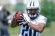 NASHVILLE, TN - MAY 16: Second round pick Bishop Sankey #20 works out during the Tennessee Titans rookie minicamp on May 16, 2014 in Nashville, Tennessee. (Photo by Frederick Breedon/Getty Images)