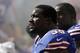 Buffalo Bills defensive tackle Marcell Dareus sits on the bench during the second half of an NFL football game against the Miami Dolphins, Sunday, Oct. 20, 2013, in Miami Gardens, Fla. (AP Photo/Lynne Sladky)