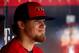 MINNEAPOLIS, MN - JULY 13: Jake Thompson of the U.S. Team looks on from the dugout against the World Team during the SiriusXM All-Star Futures Game at Target Field on July 13, 2014 in Minneapolis, Minnesota. (Photo by Elsa/Getty Images)