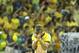 Brazil's Neymar reacts after missing a chance to score during the World Cup quarterfinal soccer match between Brazil and Colombia at the Arena Castelao in Fortaleza, Brazil, Friday, July 4, 2014. (AP Photo/Hassan Ammar)