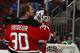 NEWARK, NJ - OCTOBER 29: Martin Brodeur #30 of the New Jersey Devils stands in goal against the Tampa Bay Lightning at the Prudential Center on October 29, 2013 in Newark, New Jersey. (Photo by Jeff Zelevansky/Getty Images)