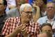 New York Knicks president Phil Jackson watches his team play the Dallas Mavericks in an NBA summer league basketball game Friday, July 11, 2014, in Las Vegas. (AP Photo/John Locher)