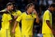 HIGH WYCOMBE, ENGLAND - JULY 16: Branislav Ivanovic of Chelsea celebrates with team mates after scoring a goal duing the pre season friendly match between Wycombe Wanderers and Chelsea at Adams Park on July 16, 2014 in High Wycombe, England. (Photo by Ben Hoskins/Getty Images)
