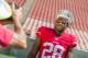 IMAGE DISTRIBUTED FOR NFL PLAYERS INC. - San Francisco 49ers' Carlos Hyde poses for a photo at the 2014 NFLPA Rookie Premiere at the Los Angeles Memorial Coliseum on Saturday, May 31, 2014 in Los Angeles. (Jeff Lewis/AP Images for NFL Players Inc.)