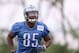 ALLEN PARK, MI - MAY 16: Detroit Lions first round NFL Draft pick Eric Ebron #85 goes through the passing drills during Detroit Lions Rookie Minicamp on May 16, 2014 in Allen Park, Michigan. (Photo by Leon Halip/Getty Images)