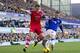 Everton's James McCarthy, right, fights for the ball against Southampton's Calum Chambers during their English Premier League soccer match at Goodison Park Stadium, Liverpool, England, Sunday Dec. 29, 2013. (AP Photo/Jon Super)