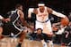 NEW YORK, NY - APRIL 02: Carmelo Anthony #7 of the New York Knicks handles the ball against the Brooklyn Nets during a game at Madison Square Garden in New York City on April 02, 2014. NOTE TO USER: User expressly acknowledges and agrees that, by downloading and or using this photograph, User is consenting to the terms and conditions of the Getty Images License Agreement. Mandatory Copyright Notice: Copyright 2014 NBAE (Photo by Nathaniel S. Butler/NBAE via Getty Images)