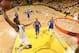 OAKLAND, CA - APRIL 24: Harrison Barnes #40 of the Golden State Warriors goes up for a dunk against the Los Angeles Clippers in Game Three of the Western Conference Quarterfinals during the 2014 NBA Playoffs on April 24, 2014 at Oracle Arena in Oakland, California. NOTE TO USER: User expressly acknowledges and agrees that, by downloading and or using this photograph, User is consenting to the terms and conditions of the Getty Images License Agreement. Mandatory Copyright Notice: Copyright 2014 NBAE (Photo by Noah Graham/NBAE via Getty Images)