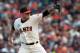 Jul 27, 2014; San Francisco, CA, USA; San Francisco Giants starting pitcher Jake Peavy (43) throws a pitch against the Los Angeles Dodgers during the fourth inning at AT&T Park. Mandatory Credit: Ed Szczepanski-USA TODAY Sports