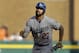 Los Angeles Dodgers' Matt Kemp runs the bases against the Detroit Tigers in the first inning of a baseball game in Detroit, Tuesday, July 8, 2014. (AP Photo/Paul Sancya)