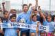 **COMMERCIAL IMAGE** In this photo distributed by Feature Photo Service for New York City Football Club: New York City Football Club's newest signing Frank Lampard after his first training session with young children from the Play Study Win program at Brooklyn Bridge Park, July 24, 2014. (Adolfo Lee/Feature Photo Service for New York City Football Club)