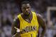Indiana Pacers guard Lance Stephenson (1) gestures during the second half of Game 3 in the NBA basketball Eastern Conference finals playoff series against the Miami Heat, Saturday, May 24, 2014, in Miami. (AP Photo/Lynne Sladky)
