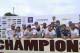 South African cricket team members pose a group photography with the trophy after their second test cricket match against Sri Lanka was drawn in Colombo, Sri Lanka, Monday, July 28, 2014. South Africa won the two-test series 1-0: (AP Photo/Sanka Gayashan)
