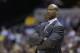 FILE - In this April 9, 2013, file photo, then-Cleveland Cavaliers coach Byron Scott watches the Cavaliers' NBA basketball game against the Indiana Pacers in Indianapolis. Scott said this weekend that he has been hired by the Lakers, but the club insisted Sunday, July 27, 2014, that no deal has been reached. Scott, who won three NBA titles as a shooting guard for the Lakers, told KCBS-TV he will take over the club, which hasn't had a coach since Mike D'Antoni resigned April 30. (AP Photo/Michael Conroy,file)