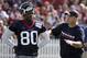 Houston Texans coach Bill O’Brien, right, talks to wide receiver Andre Johnson (80) during an NFL football training camp practice Sunday, July 27, 2014, in Houston. (AP Photo/David J. Phillip)