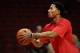 CHICAGO, IL - FEBRUARY 11: Derrick Rose #1 of the Chicago Bulls, who suffered a season-ending knee injury in November, practices his shooting before the Bulls take on the Atlanta Hawks at the United Center on February 11, 2014 in Chicago, Illinois. NOTE TO USER: User expressly acknowledges and agrees that, by downloading and or using this photograph, User is consenting to the terms and conditions of the Getty Images License Agreement. (Photo by Jonathan Daniel/Getty Images)