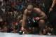 Rashad Evans waits to begin a UFC 167 mixed martial arts light heavyweight bout against Chael Sonnen on Saturday, Nov. 16, 2013, in Las Vegas. Evans won by TKO. (AP Photo/Isaac Brekken)