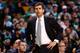 BOSTON, MA - APRIL 16: Head coach Brad Stevens of the Boston Celtics looks on against the Washington Wizards during the game at TD Garden on April 16, 2014 in Boston, Massachusetts. NOTE TO USER: User expressly acknowledges and agrees that, by downloading and or using this photograph, User is consenting to the terms and conditions of the Getty Images License Agreement. (Photo by Jared Wickerham/Getty Images)