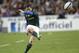 South Africa's Morne Steyn kicks a penalty kick during the international rugby match against France at the stade de France in Saint Denis, outside Paris, Saturday, Nov. 23, 2013. (AP Photo/Christophe Ena)