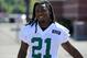 Jul 24, 2014; Cortland, NY, USA; New York Jets running back Chris Johnson (21) walks out to the field prior to the start of training camp at SUNY Cortland. Mandatory Credit: Rich Barnes-USA TODAY Sports