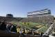 Fans in Kinnick Stadium cheer before an NCAA college football game between Iowa and Central Michigan, Saturday, Sept. 22, 2012, in Iowa City, Iowa. (AP Photo/Charlie Neibergall)