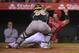 Los Angeles Angels' Albert Pujols, right, is tagged out by Oakland Athletics catcher Derek Norris while trying to score on a single by Josh Hamilton during the sixth inning of a baseball game, Tuesday, June 10, 2014, in Anaheim, Calif. (AP Photo/Mark J. Terrill)