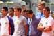 MADRID, SPAIN - MAY 05: Tennis players including Novak Djokovic, Andy Murray, Roger Federer, Rafael Nadal and Serena Williams arrive on court to observe a moment of silence for Brad Drewett during day two of the Mutua Madrid Open tennis tournament at the Caja Magica on May 5, 2013 in Madrid, Spain. He was a former tour player who led the ATP as executive chairman and president since January 2012, died Friday after a battle with motor neurone disease. He was 54. (Photo by Julian Finney/Getty Images)