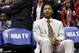 Chicago Bulls guard Derrick Rose (1) sits on the bench in the first half of Game 3 of an opening-round NBA basketball playoff series against the Washington Wizards, Friday, April 25, 2014, in Washington. (AP Photo/Alex Brandon)