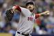 Boston Red Sox relief pitcher Andrew Miller delivers to the Tampa Bay Rays during the seventh inning of a baseball game Sunday, July 27, 2014, in St. Petersburg, Fla. (AP Photo/Chris O'Meara)