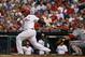 Philadelphia Phillies' Marlon Byrd bats during a baseball game against the Washington Nationals, Friday, July 11, 2014, in Philadelphia. (AP Photo/Matt Slocum)