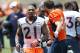 Denver Broncos cornerback Aqib Talib heads to lockerroom after morning session at the team's NFL football training camp in Englewood, Colo., on Friday, July 25, 2014. (AP Photo)