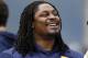 Seattle Seahawks' Marshawn Lynch stands on the field at an NFL football minicamp practice Wednesday, June 18, 2014, in Renton, Wash. (AP Photo/Elaine Thompson)
