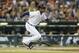 Detroit Tigers' Austin Jackson bats during the fifth inning in the second baseball game of a doubleheader against the Cleveland Indians, Saturday, July 19, 2014 in Detroit. (AP Photo/Carlos Osorio)