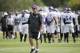 Minnesota Vikings head coach Mike Zimmer watches his team during an NFL football training camp practice, Wednesday, July 30, 2014, in Mankato, Minn. (AP Photo/Charlie Neibergall)