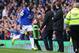 LIVERPOOL, ENGLAND - APRIL 06: Romelu Lukaku of Everton celebrates scoring the second goal with Manager Roberto Martinez during the Barclays Premier League match between Everton and Arsenal at Goodison Park on April 6, 2014 in Liverpool, England. (Photo by Alex Livesey/Getty Images)