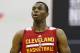Andrew Wiggins of the Cleveland Cavaliers prepares to take a free throw against the Milwaukee Bucks in an NBA summer league basketball Friday, July 11, 2014, in Las Vegas. (AP Photo/John Locher)