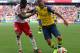 New York Red Bulls defender Chris Duvall, left, vies for the ball with Arsenal defender Bacary Sagna during the second half of an international friendly soccer match Saturday, June 26, 2014, in Harrison, N.J. The Red Bulls won 1-0. (AP Photo/Adam Hunger)