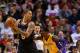 MIAMI, FL - JANUARY 23: Michael Beasley #8 of the Miami Heat posts up Manny Harris #3 of the Los Angeles Lakers during a game at American Airlines Arena on January 23, 2014 in Miami, Florida. NOTE TO USER: User expressly acknowledges and agrees that, by downloading and/or using this photograph, user is consenting to the terms and conditions of the Getty Images License Agreement. Mandatory copyright notice: (Photo by Mike Ehrmann/Getty Images)