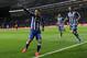 FC Porto's Juan Quintero, left, from Colombia celebrates after scoring against Belenenses in a Portuguese League soccer match at the Dragao stadium in Porto, Portugal, Sunday, March 23, 2014. Quintero scored the only goal in Porto's 1-0 victory. (AP Photo/Paulo Duarte)