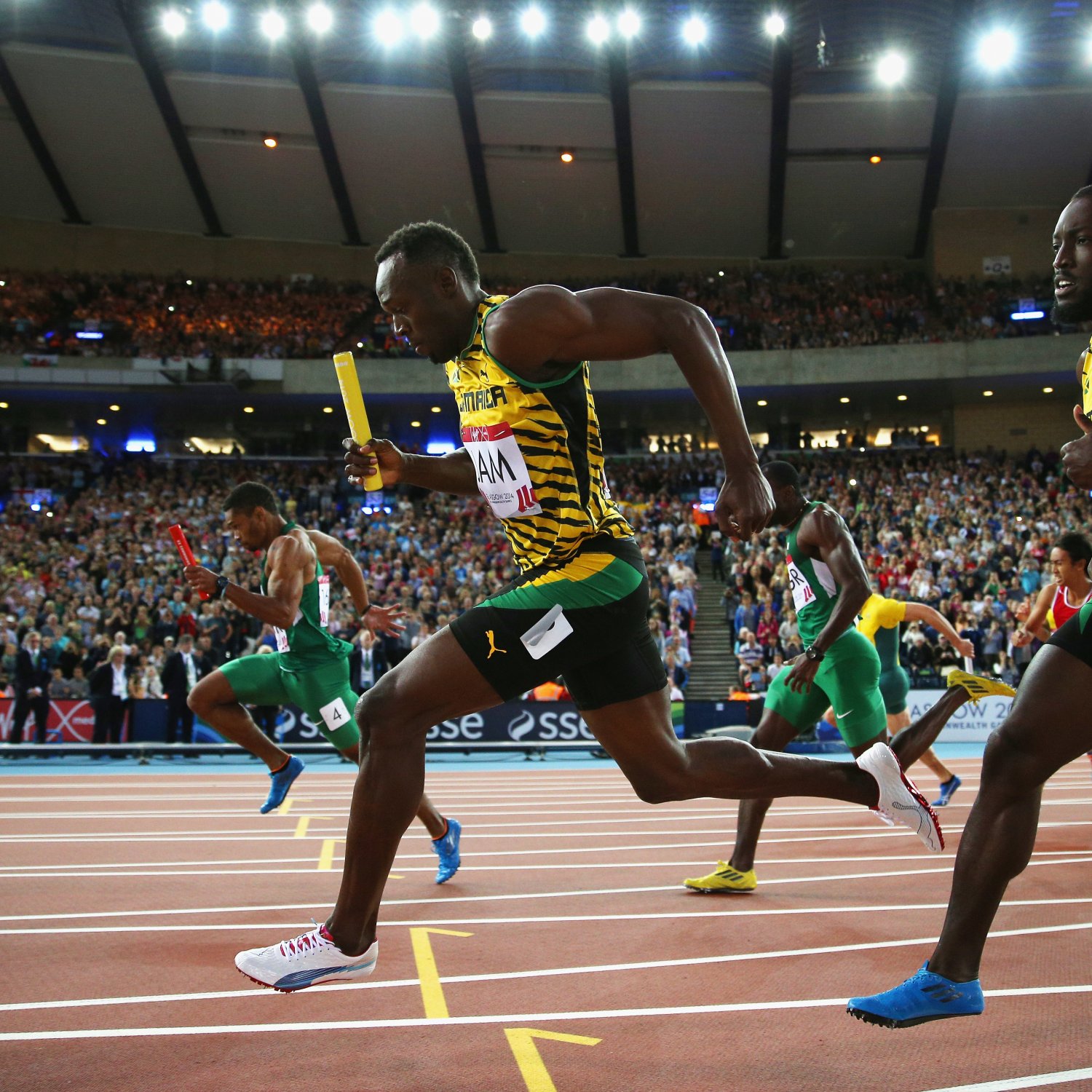 Usain Bolt, Jamaica Place 1st in Commonwealth Games Men's 4X100 Relay