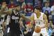 Mar 31, 2014; New Orleans, LA, USA; New Orleans Pelicans forward Anthony Davis (23) is defended by Sacramento Kings center DeMarcus Cousins (15) in the first quarter at the Smoothie King Center. Mandatory Credit: Crystal LoGiudice-USA TODAY Sports