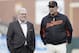 San Francisco Giants general manager Brian Sabean, left, and manager Bruce Bochy before a baseball game against the Cincinnati Reds in San Francisco, Thursday, June 9, 2011. (AP Photo/Jeff Chiu)