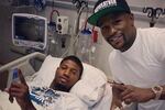 Floyd Visits Paul George Following Surgery on Broken Leg