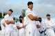 LEEDS, ENGLAND - JUNE 24: England captain Alastair Cook with his team after losing the 2nd Investec Test match between England and Sri Lanka at Headingley Cricket Ground on June 24, 2014 in Leeds, England. (Photo by Gareth Copley/Getty Images)
