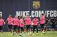 FC Barcelona's players exercise during a training session at the Sports Center FC Barcelona Joan Gamper in San Joan Despi, Spain, Friday, July 25, 2014. (AP Photo/Manu Fernandez)